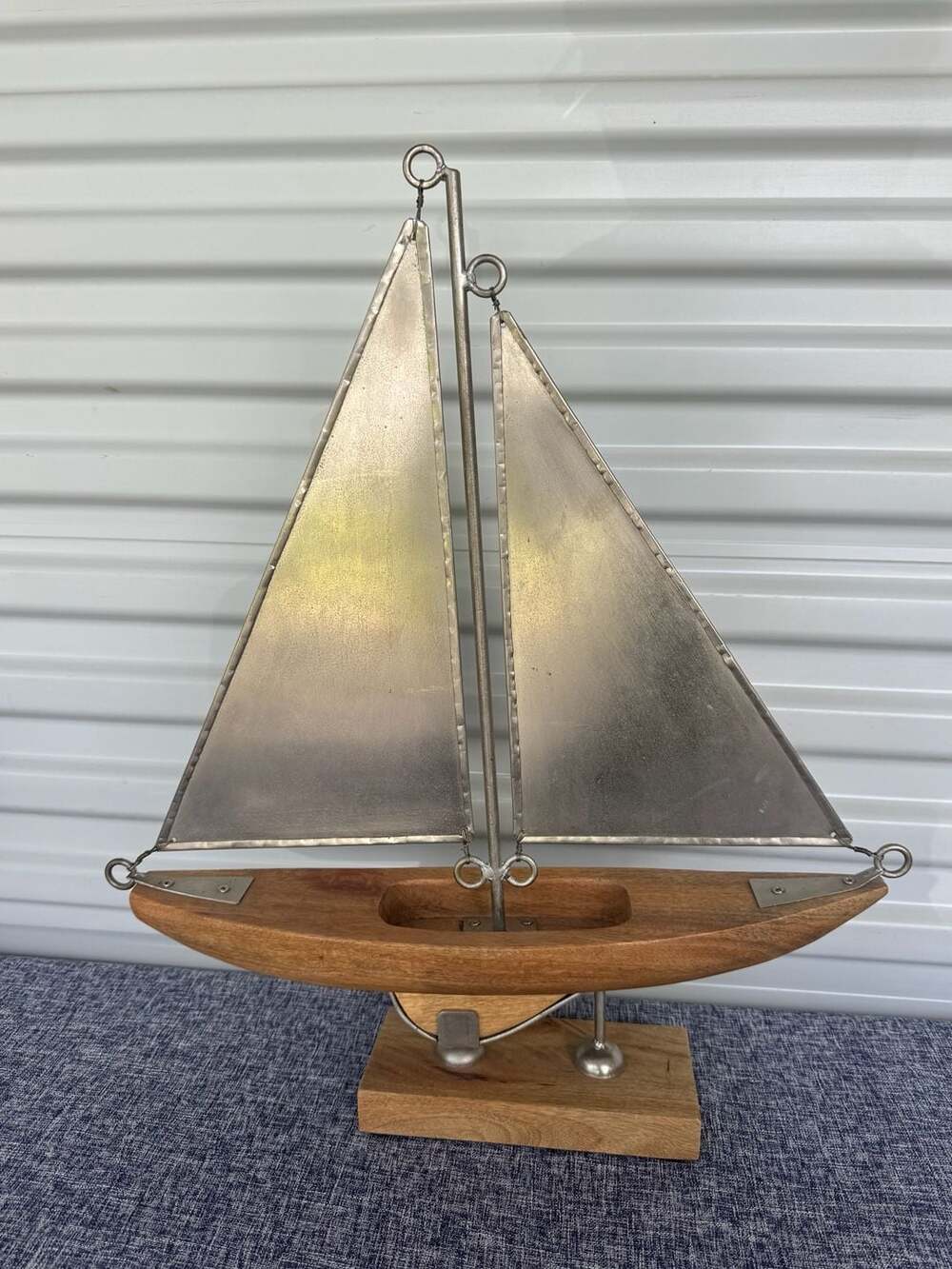 Wood And Metal Sailboat - Coastal Decor